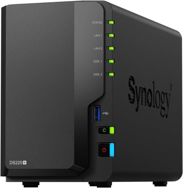 Synology DS225+ Private Cloud Media Server - Stream, Back Up Photos & Share Files, Intel CPU for Hardware Transcoding (2-Bay Diskless NAS)